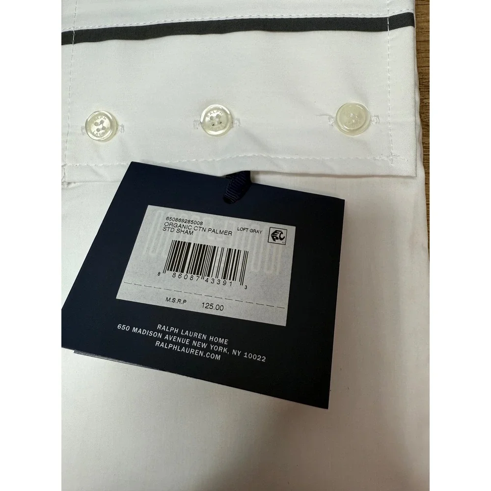 Ralph Lauren Organic Cotton Percale Palmer‎ Sham Loft Gray NEW
